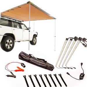 Adventure Kings 2x2.5m Car Side Awning 4WD UTE SUV + 4 Bar LED Camping Light Kit - Picture 1 of 12