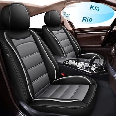 Fundas Coche 5 Asientos Accesorios Cojín Cuero Fuax Para Kia Rio 2013-2022 Gris Foto 1 de 4