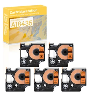 5PK Compatible for Dymo Rhino 5200 6000 A18435 IND Vinyl Orange Label Tape 1/2in - Picture 1 of 11