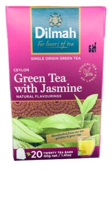 Dilmah Natural Green Tea with Jasmine Ceylon Tea Bags - 20 Tea Bags - 40g Pack