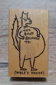 Vintage Wolf's Honor Rubber Stamp Lane Smith Kidstamps 1992 This book belongs to - Picture 1 of 8