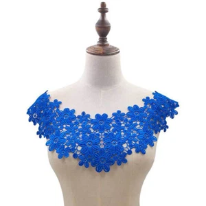 5 Colors High Quality Lace Fabric Embroidered Applique Neckline For DIY Dresses - Picture 1 of 19