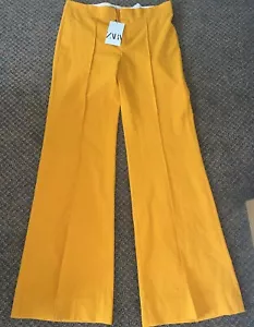 ZARA WOMENS MEDIUM ORANGE PANT RN77302 FLARE LEG NWT (B31) - Picture 1 of 7