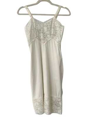 Vintage 50s Movie Star Slip Dress Womens XXS 32 Nylon Lace Feminine Coquette - Image 1 of 4