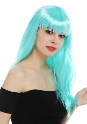 Wig Carnival Ladies Long Smooth Fringe White Blue Light Blue Wig Woman - Image 1 of 4