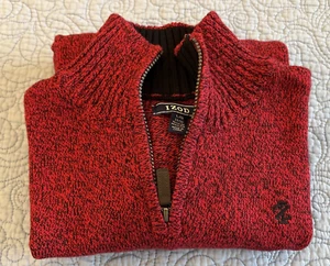 Izod Boys Size Large 14-16 Red Marled 1/4 Zip Sweater - Picture 1 of 8