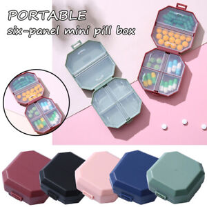 Daily Pill Box Portable Travel Medicine 6 Grids Pill Organizer Storage Box Case。