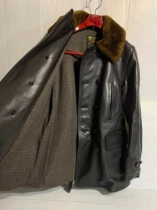 Buzz Rickson's Horsehide Mouton Collar Aviation Car Coat 40 - Military Style JP - Picture 1 of 11