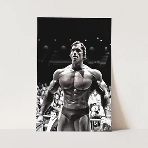 Arnold Schwarzenegger Gym Fitness Exercise Black and White Wall Art Poster Print - Picture 1 of 6