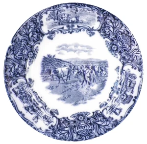 Wedgwood Cows Dinner Plate Flow Blue 10in Porcelain Scarce 1890 Antique - Picture 1 of 8