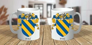 HERALDIK WAPPEN ~ DIAZ FAMILIENWAPPEN ~ KERAMIKTASSE 11oz. - Bild 1 von 1