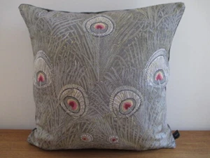 Liberty Morris Hera Peacock Linen Arts Opal Grey & Velvet Fabric Cushion Cover S - Picture 1 of 12