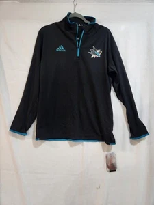 ADIDAS NHL Men’s SHARKS NHL AUTHENTIC 1/4 ZIP PULLOVER Sz M Black 115CA - Picture 1 of 4