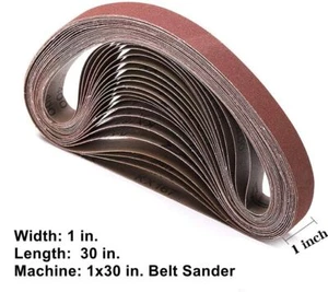 1 x 30 Inch Sanding Belts 120 Grit Aluminum Oxide Premium Sandpaper 10 Pack - Picture 1 of 9