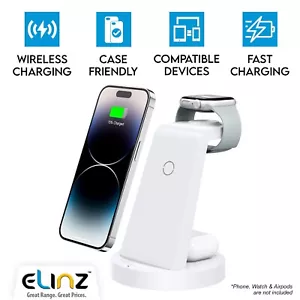 3 in 1 Wireless Charging Station for iPhone Apple Watch and AirPods CW350 White - Picture 1 of 2