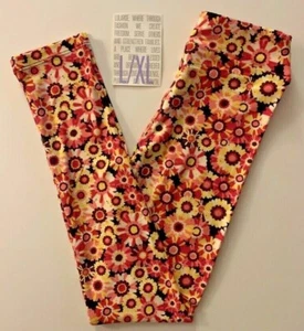 NWT LuLaRoe Kids' L/XL GERBERA DAISY Leggings in Pinks & Yellows PRETTY UNICORN - Picture 1 of 2