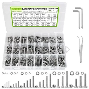 1059PCS Hardware Machine Screws Assortment Kit - Stainless Steel Bolts & Nuts - Picture 1 of 8