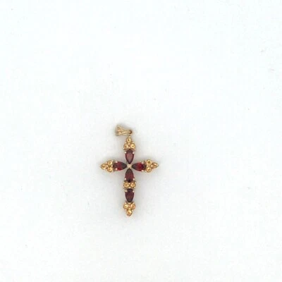10k Yellow Gold Colored Stone Cross Pendant (C31012049) - Image 1 of 2