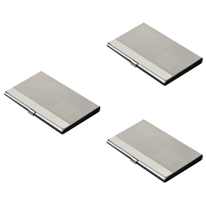 3pcs Large Capacity Case Stainless Steel Working Holder Metal Name Case Silver - Picture 1 of 12
