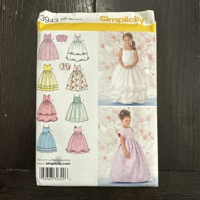 Simplicity Sewing Pattern 3943 Child Special Occasion Flower Girls Dress Sz 5-8 - Image 1 of 2