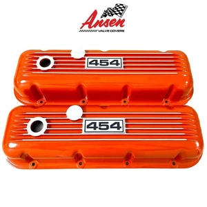 Big Block Chevy 454 Valve Covers - Orange, Classic Finned - Ansen USA - Picture 1 of 6