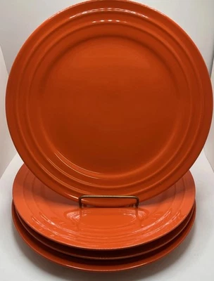 Rachel Ray Double Ridge Orange Dinner Plates Set of 4 Replacements NTN - Image 1 of 4