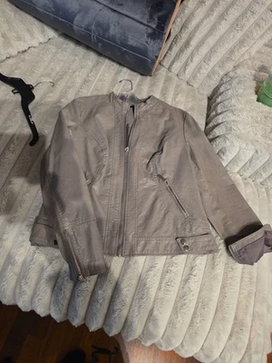 Apt 9 Imitation Leather Jacket Gray Zip Up Classy Dressy Or Casual  - Image 1 of 4