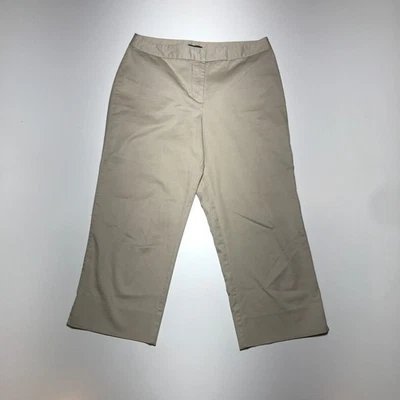 Hillard & Hanson Womens Stretch Capris Straight Khakis Beige Slightly Curvy Sz 8 - Image 1 of 4