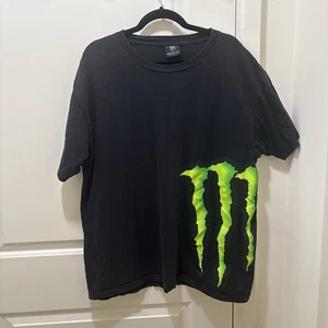 Vintage Monster Energy Mens T Shirt Y2K Big Logo Black Shirt Size Extra Large XL - Picture 1 of 8