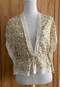 Oasis Lace Floral Tie Front Blouse UK 12 - Picture 1 of 9