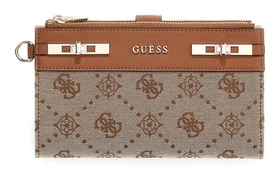 GUESS monedero Melinda Logo SLG Double Zip Organizer Latte Logo - Imagen 1 de 4