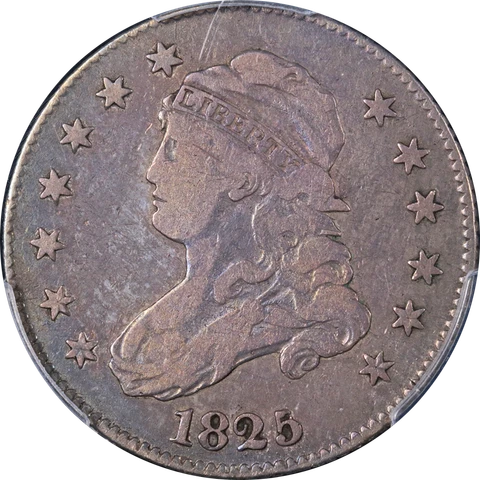 1825/4/(2) Bust Quarter Browning 2 PCGS F15 Great Eye Appeal Nice Strike Cover