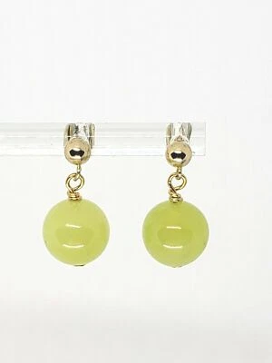 Genuine 10mm Green Peridot Stud Ball Post Drop Dangle Earrings - Image 1 of 4