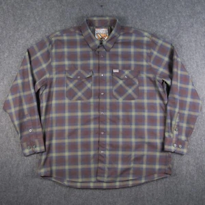 Dixxon Men's 3XL The Cove Flannel Brown Green Blue Plaid Snap Button Down Shirt - Picture 1 of 14
