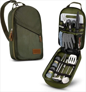 Camp Kitchen Cooking Utensil Set Travel Organizer Grill Accessories - Picture 1 of 7