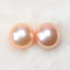 Pair 12mm Natural South Sea Genuine Golden Pink Round Loose Pearl Undrilled 3388