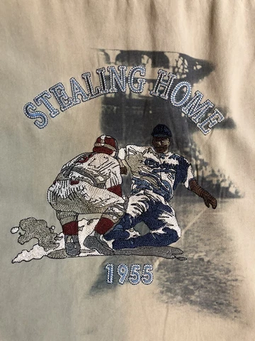 NAT NAST JACKIE ROBINSON “STILLING HOME”  DODGERS SILK  SHIRT XL EMBROIDERED Cover