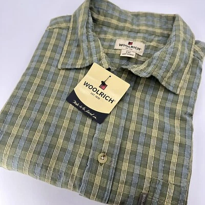 Woolrich Men's North Hills XL Cotton Plaid Green Short Sleeve Button Front Shirt - Image 1 of 4
