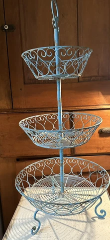 Antique French 3 Tier Wire Fruit Basket Cover