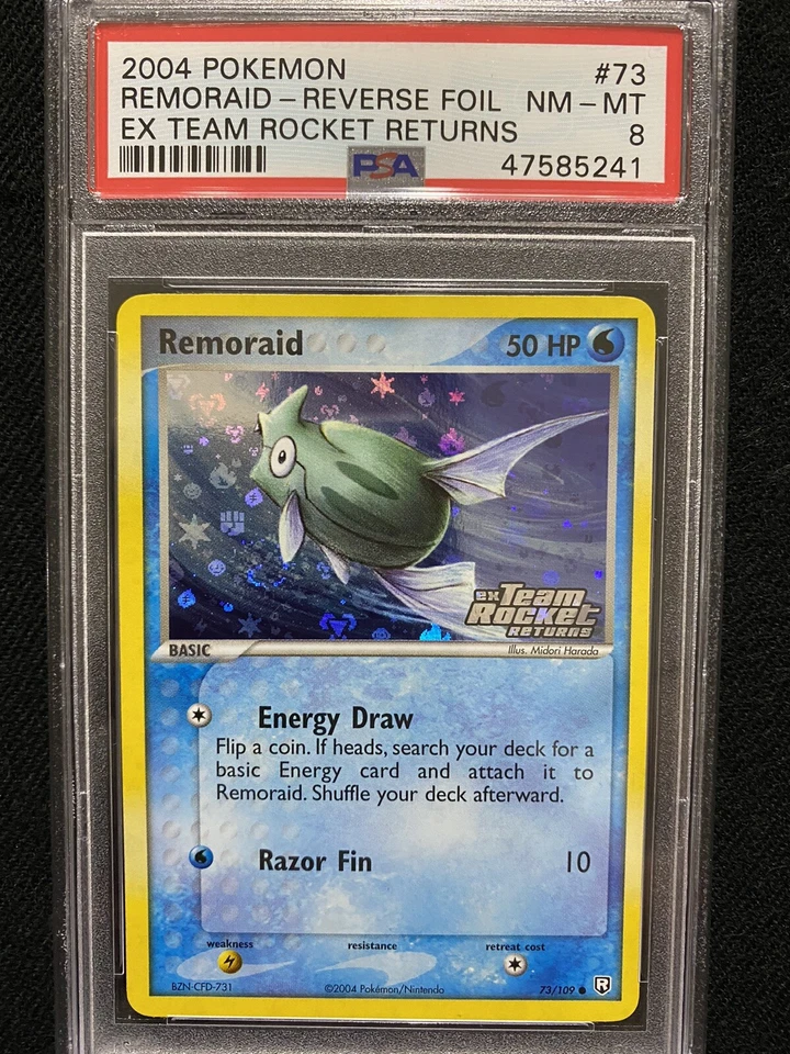 2004 Pokemon EX Team Rocket Returns Remoraid Reverse Foil 73/109 PSA 8 NM-MT - Image 1 of 1