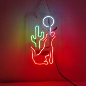Full Moon Wolf Neon Sign Light Home Room Wall Hanging Handcaft Artwork 14"x9" - Picture 1 of 1