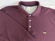 Brooks Brothers Mens Performance Polo L Burgundy Original Fit Cotton Long Sleeve