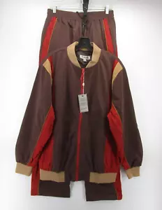 Stacy Adams Tracksuit Men Large Brown Warm Up 2 Piece Mesh Jacket Pants NEW - Picture 1 of 20