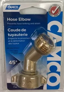 CAMCO RV Easy Gripper 45 Degree Brass Hose Elbow 22605 - Picture 1 of 2