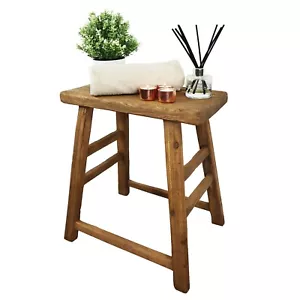 Traditional Rectangular Milking Stool - Antique - Rustic - in Medium Oak - Picture 1 of 4