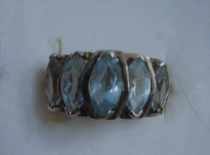 VINTAGE SILVER BLUE TOPAZ RING - Picture 1 of 2