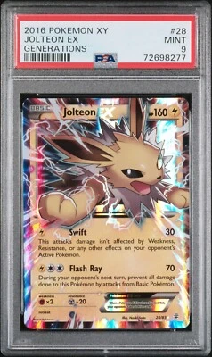 2016 Pokemon XY Generations Jolteon EX Holo #28 28/83 PSA 9 Low Pop Fresh Grade! - Image 1 of 4