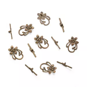 10 set Antique Bronze Tibetan Style Flower Toggle Clasps Hook Jewelry Findings - Picture 1 of 10