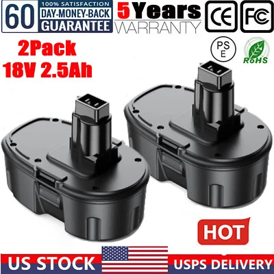 BATTERYMASTER ✅2PACK 18V FOR DEWALT 18 VOLT DC9096 DC9098 NI-MH BATTERY DC9099 REPLACEMENT NEW