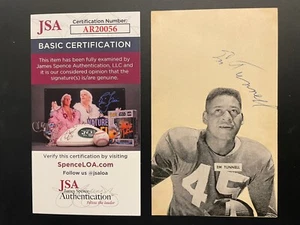 Auténtica tarjeta autógrafa índice firmada por Emlen Tunnell Salón de la Fama Gigantes JSA - Imagen 1 de 4